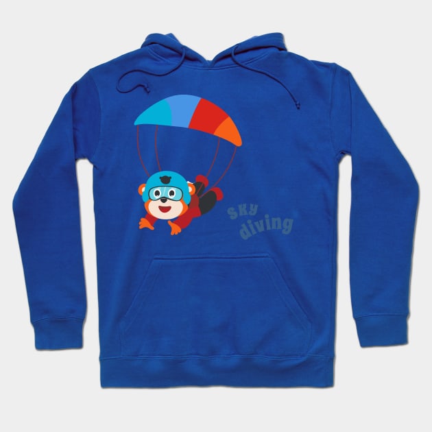 Vector illustration of a cute skydiver. Hoodie by KIDS APPAREL